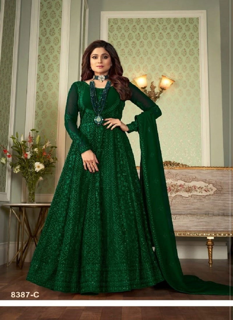 Gold 8387  Latest Fancy  Designer Festive Wear Heavy  Georgette Colors Embroidery Salwar Kameez Collection   